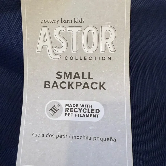Pottery Barn Kids NWT Astor Collection Small Backpack Blue Navy & Orange - Picture 3 of 5